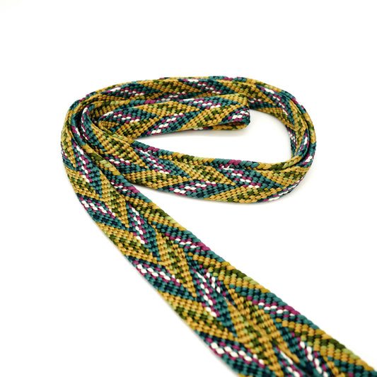 [Ready-made] Camera Strap / Hand braiding Silk Kumihimo/ Gold and Caribbean blue  / -110cm