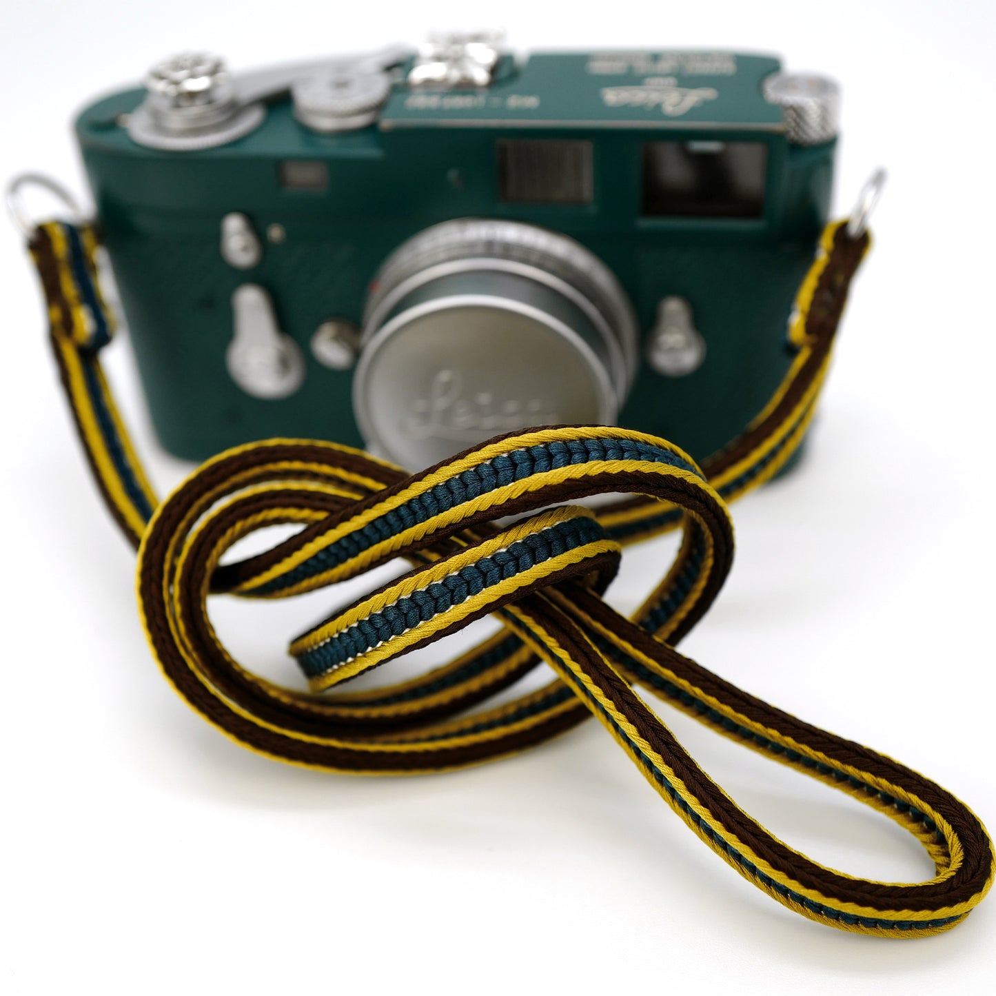 [Ready-made] Camera Strap / Hand braiding Silk Kumihimo/ Indigo and Brass colors/ 97cm
