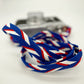 [Made-to-order]Tricolor Camera Strap / Hand braiding Silk Kumihimo/ Blue, White and Red