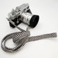 [Ready-made] Camera Strap / Hand braiding Silk Kumihimo/ Brack fig and white  / 130cm